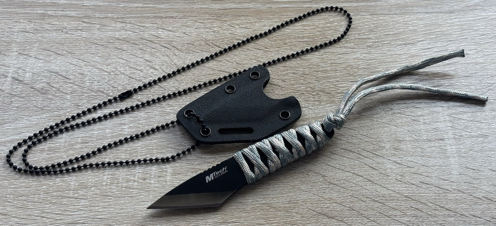 5” Neck Knife Full Tang Kiradashi 1.5” Blade Cord Wrap Handle Kydex Sheath SHARP
