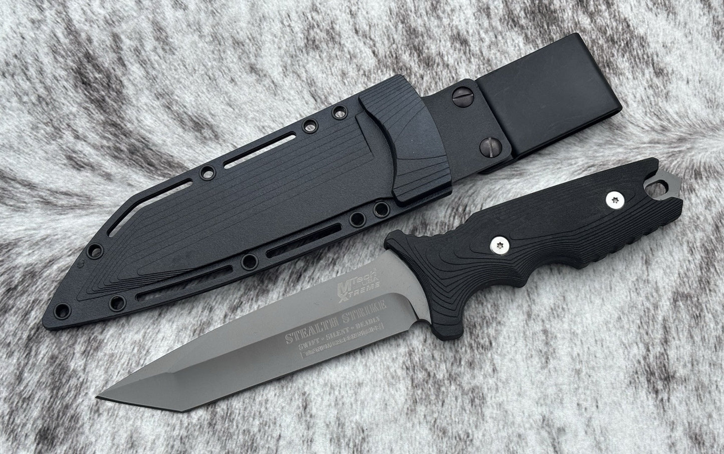 10” Ultimate Fixed Blade Combat Knife HardSheath 4mm Thick Titanium Coated Blade