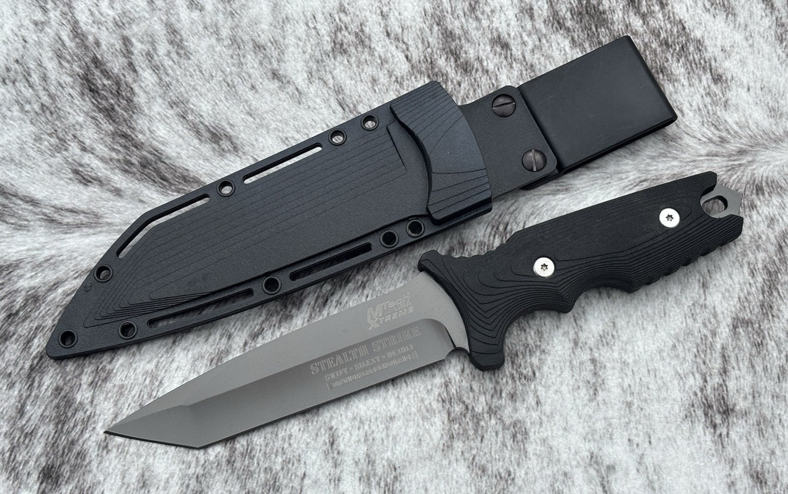 10” Ultimate Fixed Blade Combat Knife HardSheath 4mm Thick Titanium Coated Blade