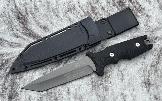 10” Ultimate Fixed Blade Combat Knife HardSheath 4mm Thick Titanium Coated Blade