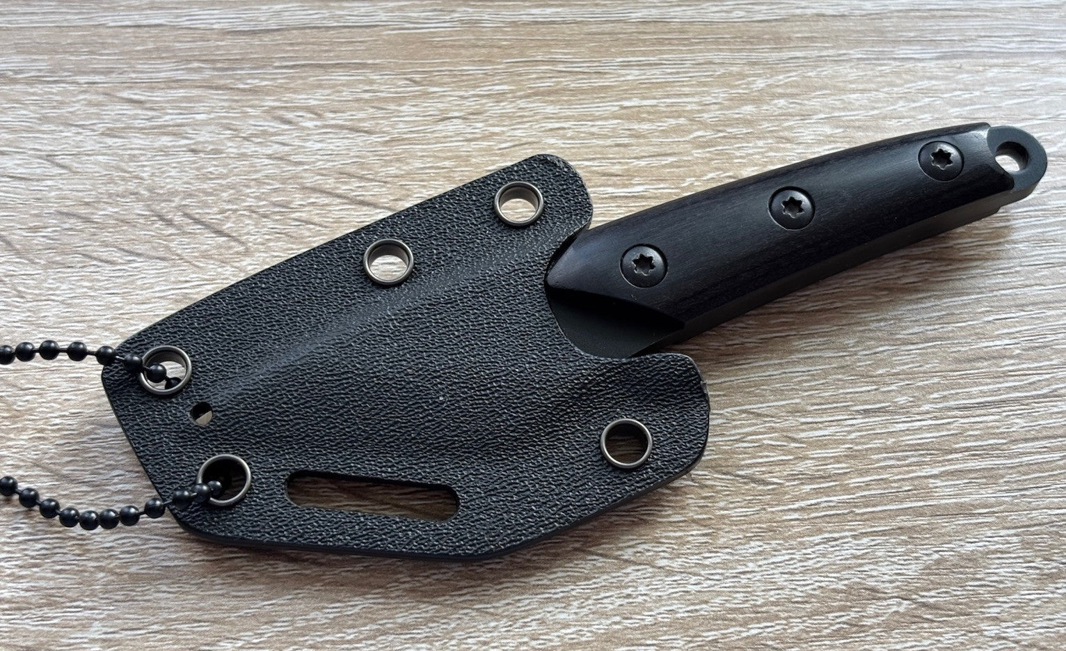 5” Neck Knife Full Tang Kiradashi 1.5” Blade Wood Handle Kydex Sheath SHARP Blk