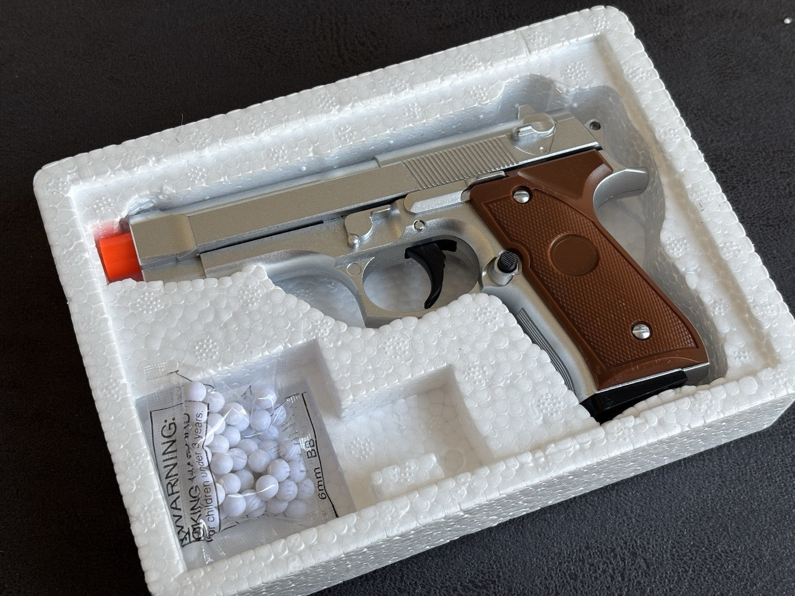 UKArms G22MS Metal Spring Powered Airsoft Pistol - Silver 8 Round Clip Small Gun