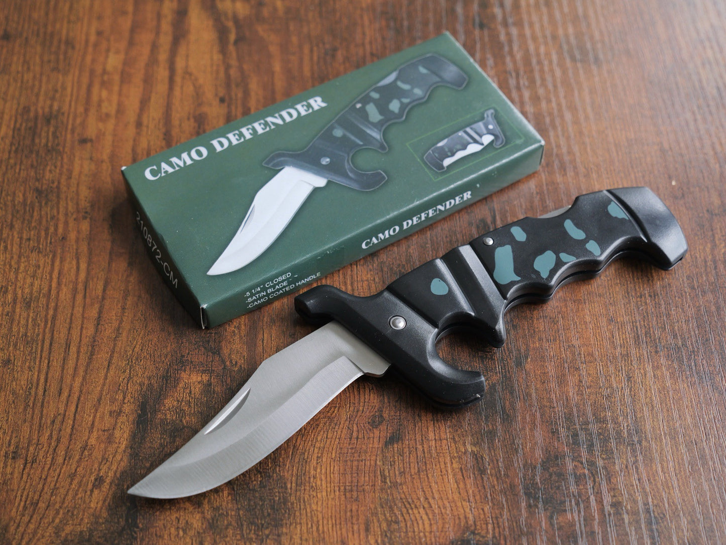 Full Size Pocket Knife Classic Style OG Camo Lock Back Combat Knife Manual Edc