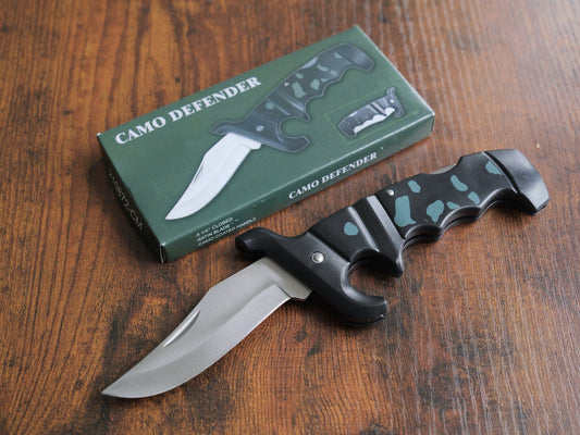 Full Size Pocket Knife Classic Style OG Camo Lock Back Combat Knife Manual Edc