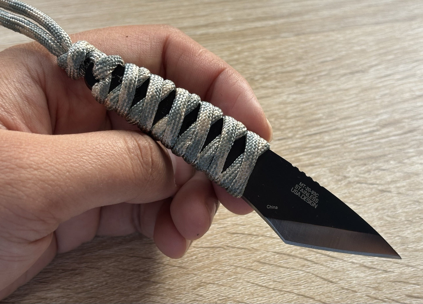 5” Neck Knife Full Tang Kiradashi 1.5” Blade Cord Wrap Handle Kydex Sheath SHARP