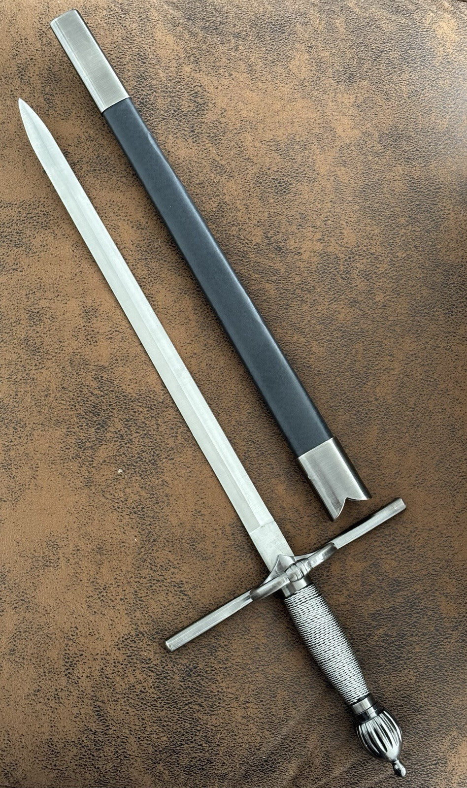 22” Rapier Dagger Mini Sword Double Edge Sharp Wire Wrap Handle Scabbard Hilt 