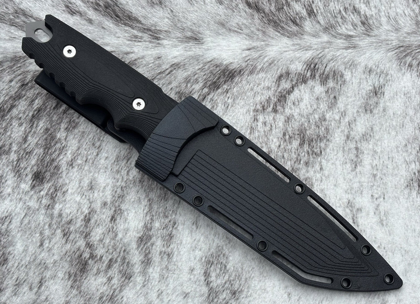 10” Ultimate Fixed Blade Combat Knife HardSheath 4mm Thick Titanium Coated Blade