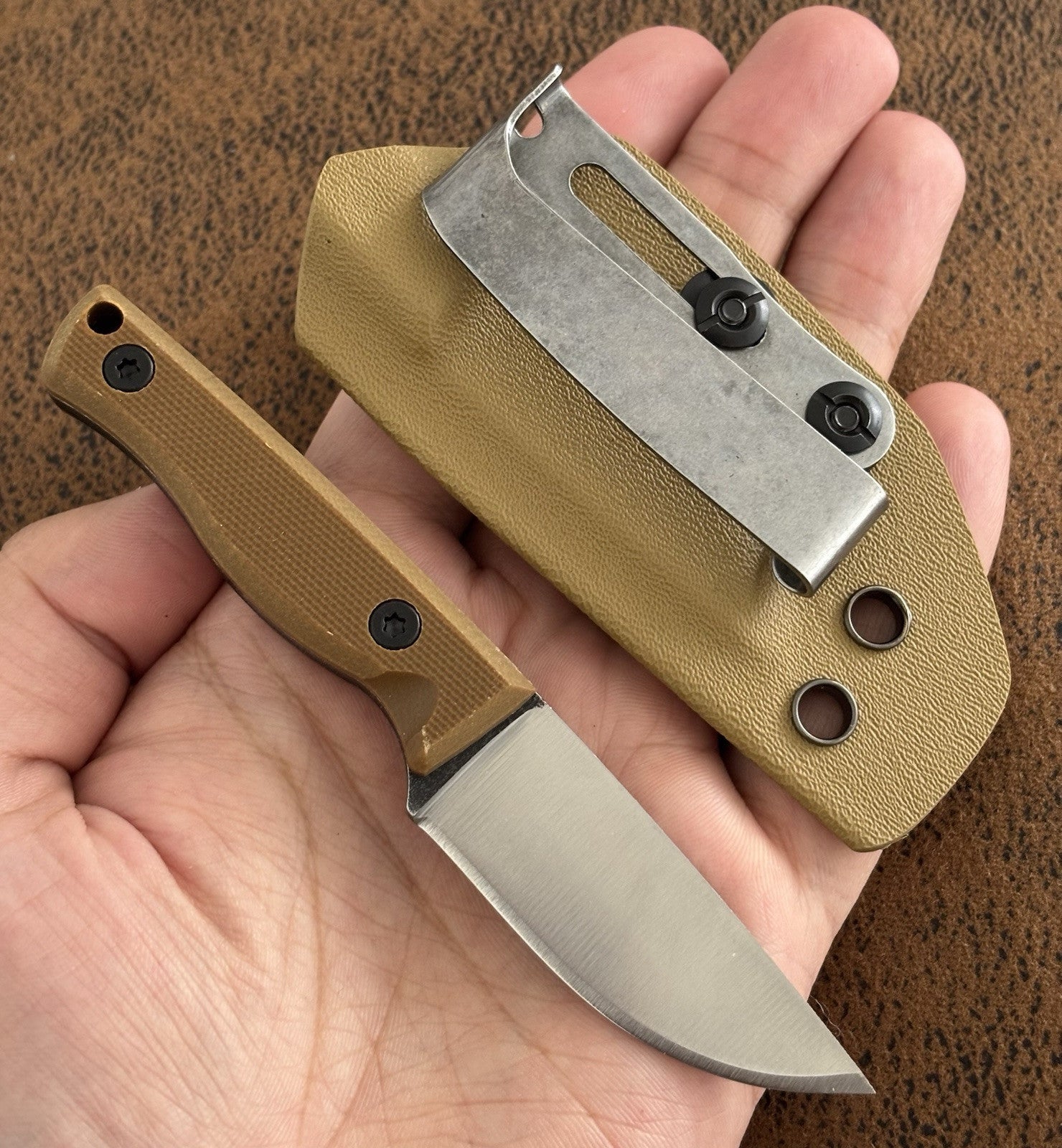 12cm Fixed Blade Knife Kydex Sheath Full Tang Back Pocket Clip Horizontal Carry