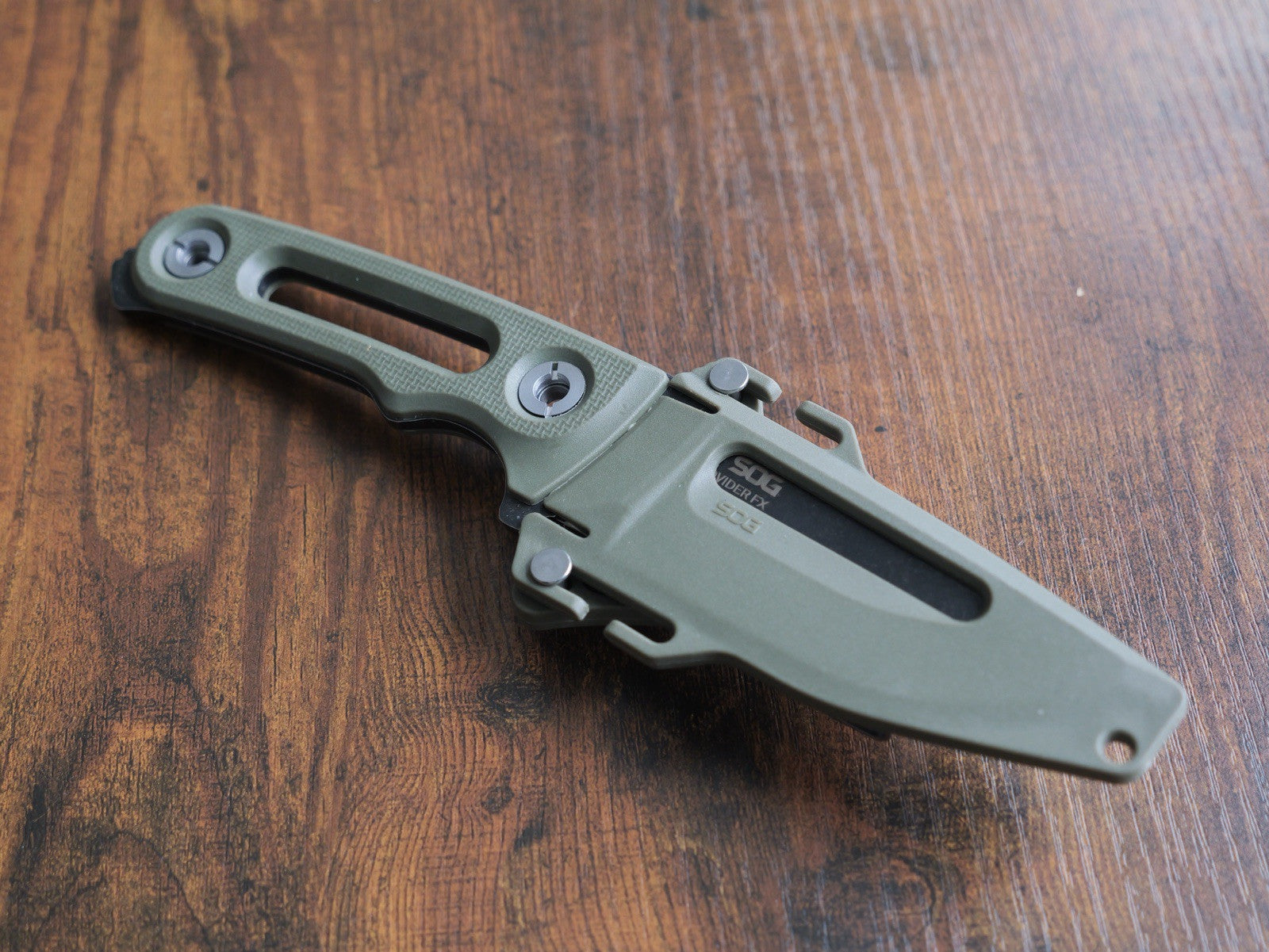 21cm Fixed Blade Knife Full Tang K Sheath Deluxe Pocket Clip Green Stonewash 