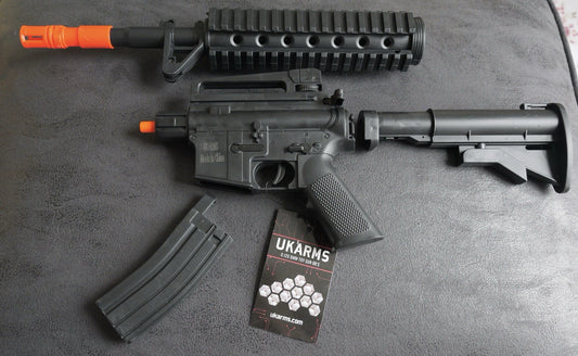 UKArms P2337 Spring Powered Mini M4 Airsoft Rifle 24” Length 175 Fps 6mm Bbs