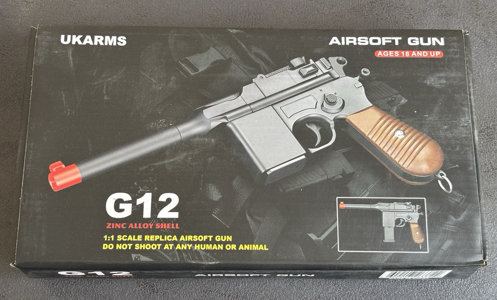 G12 Spring Airsoft Hand Gun Mauser C96 Style Spring Powered 6mm BBS 200 FPS