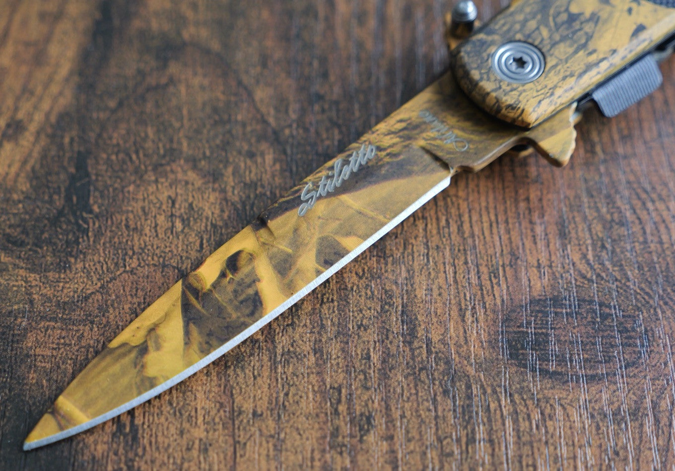Vintage Italian Style Pocket Knife Small Camo G10 Handle 4” Spear Point Clip