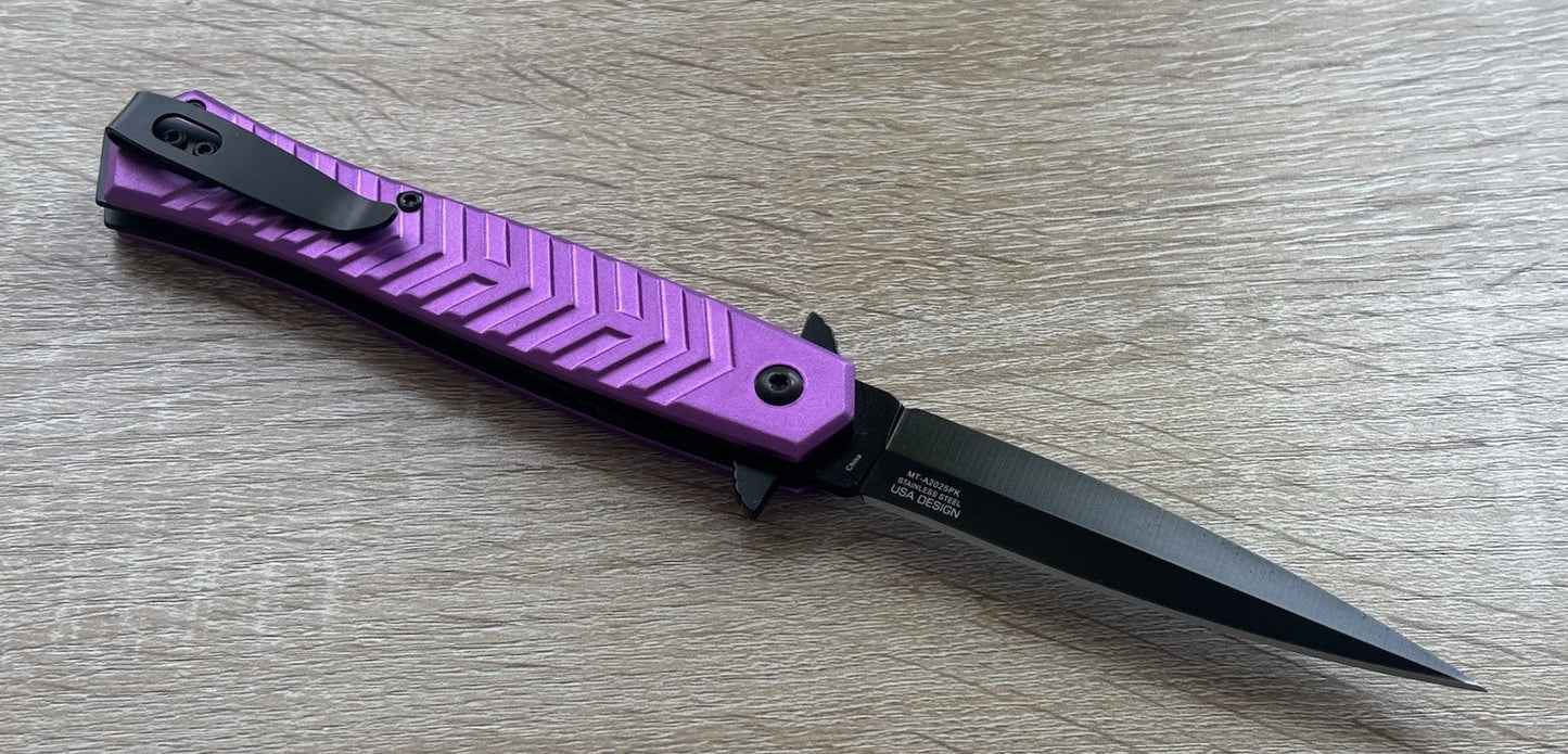 Pocket Knife Vintage Italian Design Pink Handle Spring Assisted Deep Carry
