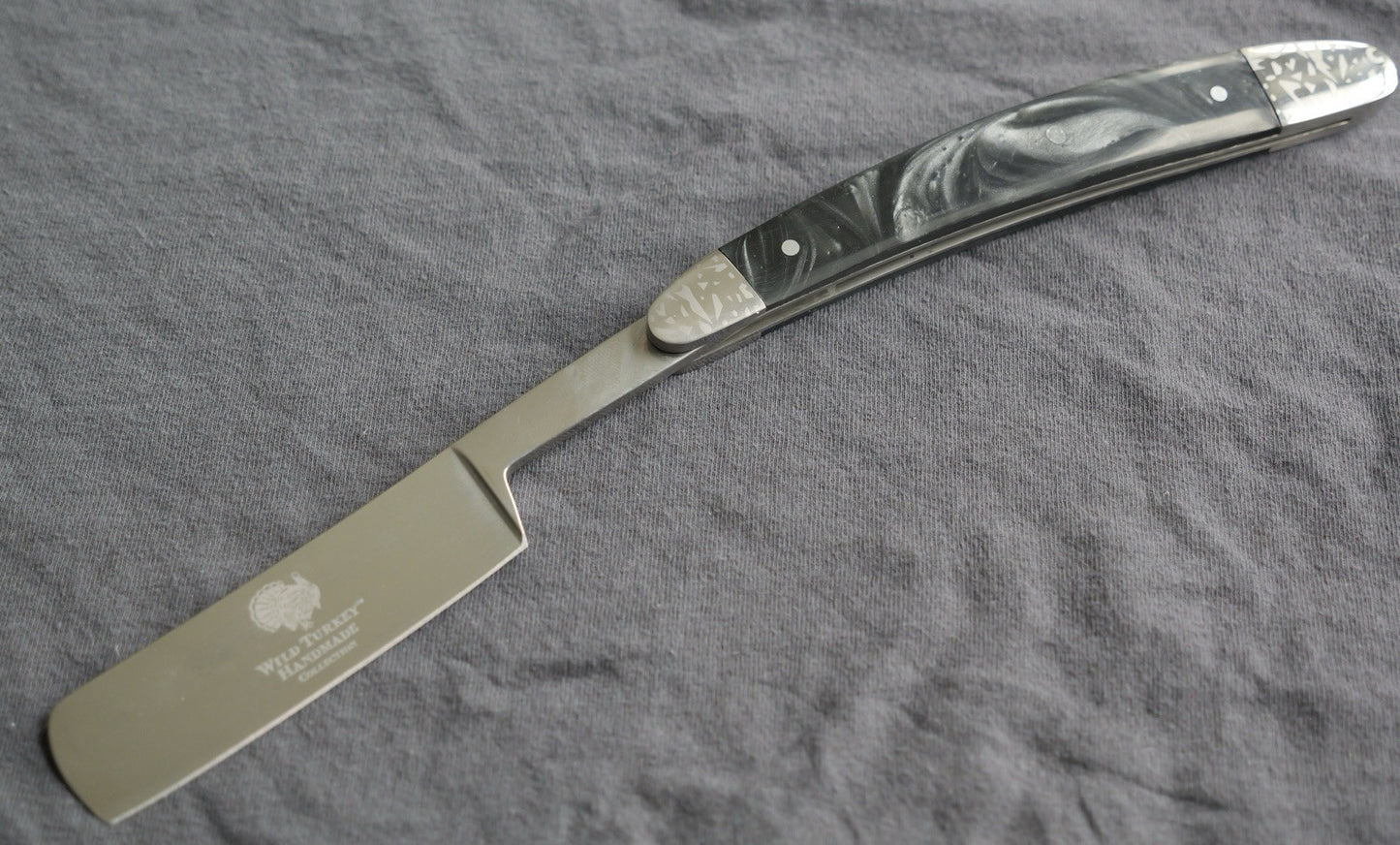 OG Vintage Shaving Straight Razor Chrome Finish Black Pearl Handle Sharp Barber