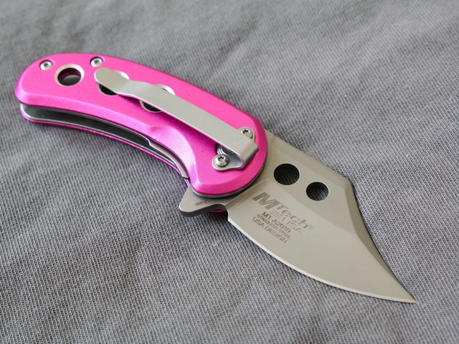 3” Mini Pocket Knife Pink Manual Opening Full Metal Mcbee Style Compact 2” Blade