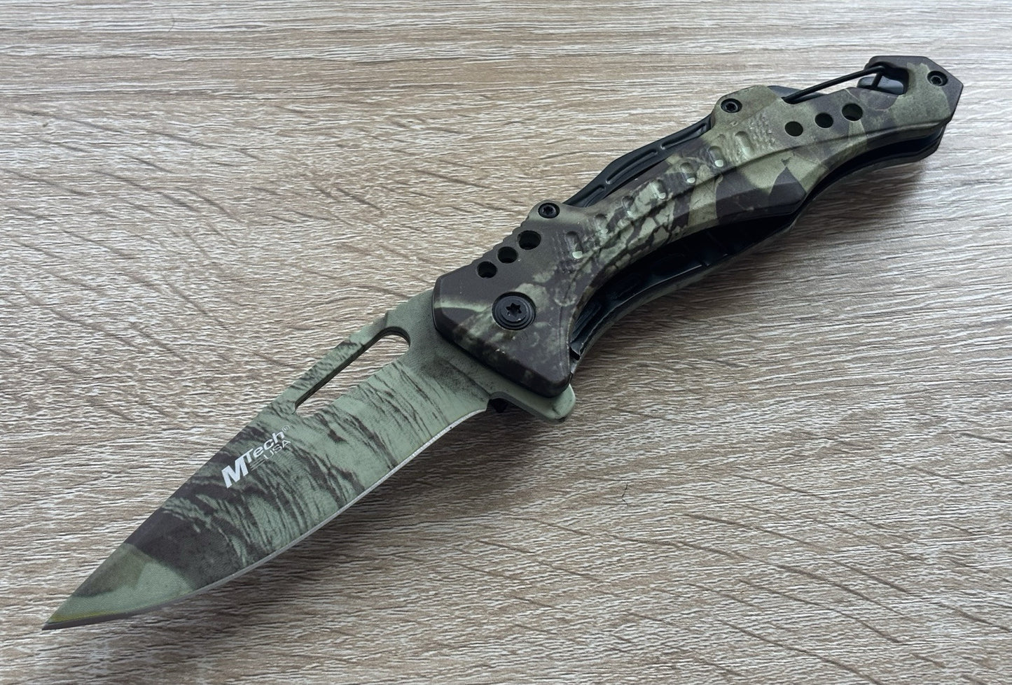 8” Pocket Knife Full Size Camo 3.5” Blade Liner Lock Assisted Folding Knife