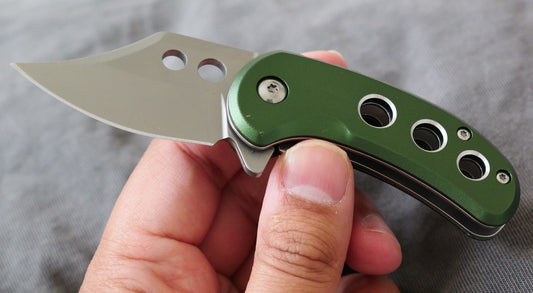 3” Mini Pocket Knife Green Manual Opening Full Metal Mcbee Style Small 2” Blade