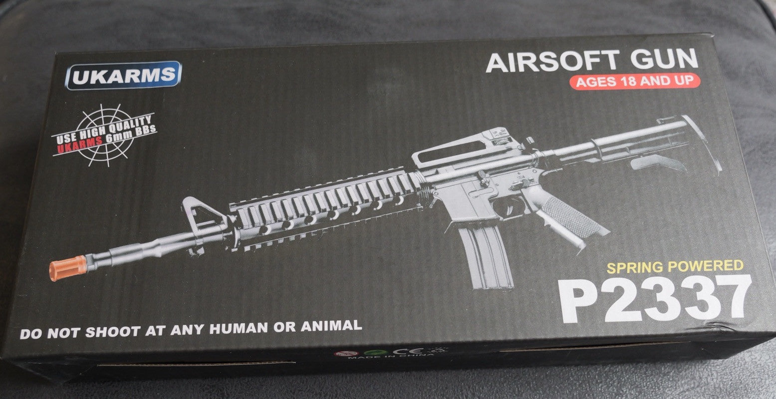 UKArms P2337 Spring Powered Mini M4 Airsoft Rifle 24” Length 175 Fps 6mm Bbs