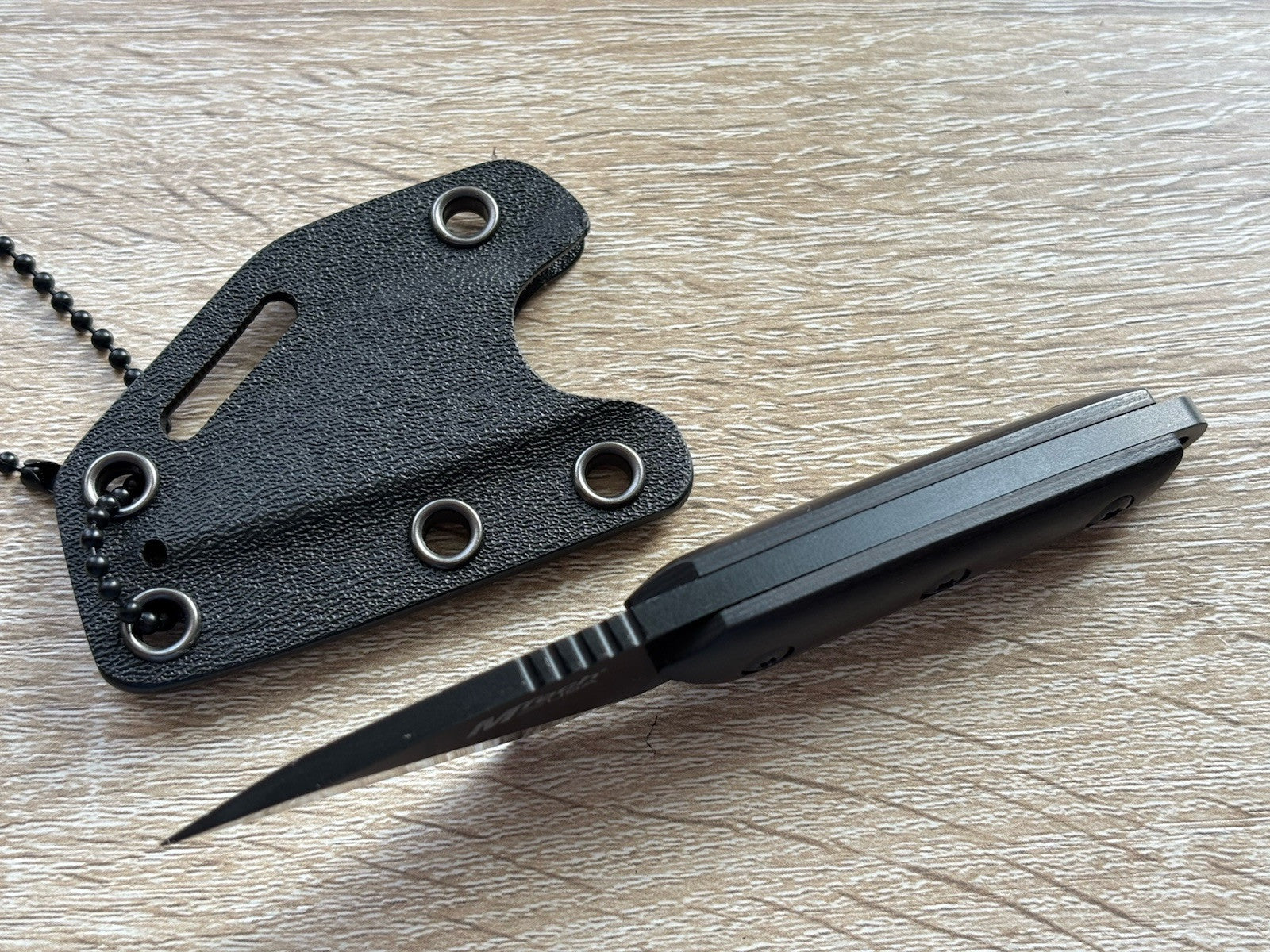 5” Neck Knife Full Tang Kiradashi 1.5” Blade Wood Handle Kydex Sheath SHARP Blk