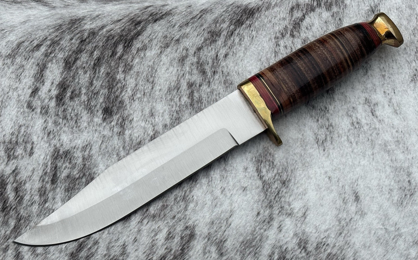 12" Kbar Style Combat Knife Military Marines Chrome Blade Leather Handle