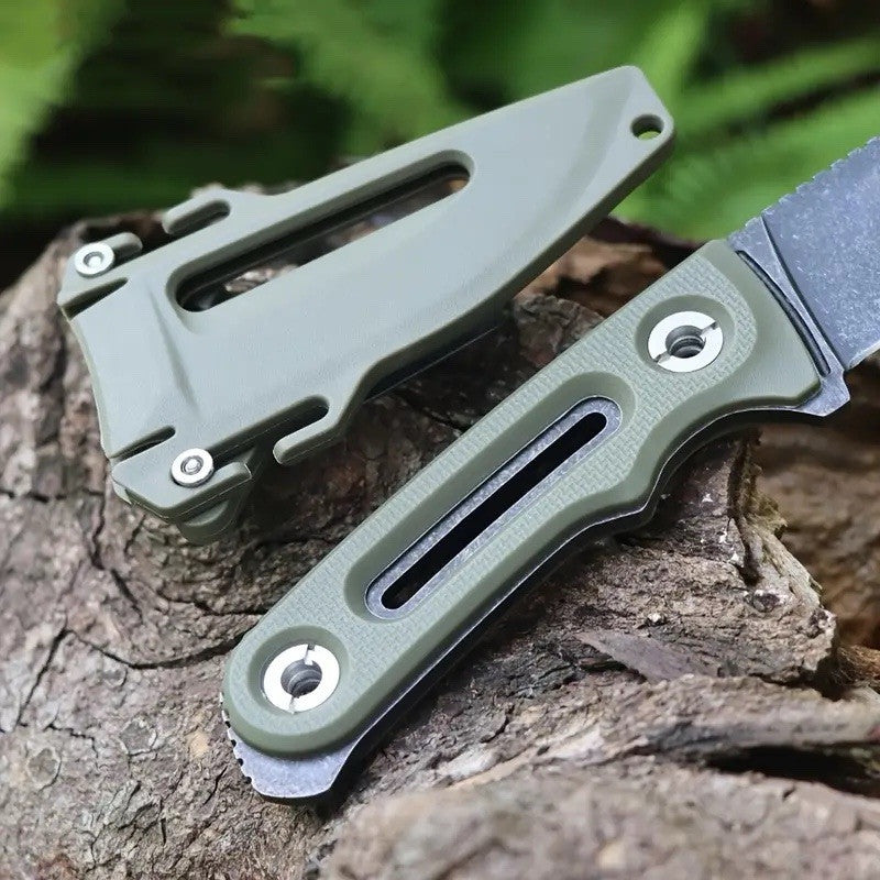 21cm Fixed Blade Knife Full Tang K Sheath Deluxe Pocket Clip Green Stonewash 