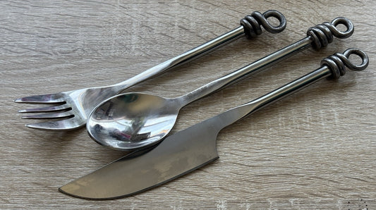 Medieval Cutlery Set Feasting Hand Forged Artisan Chrome Spoon Set Feast Large