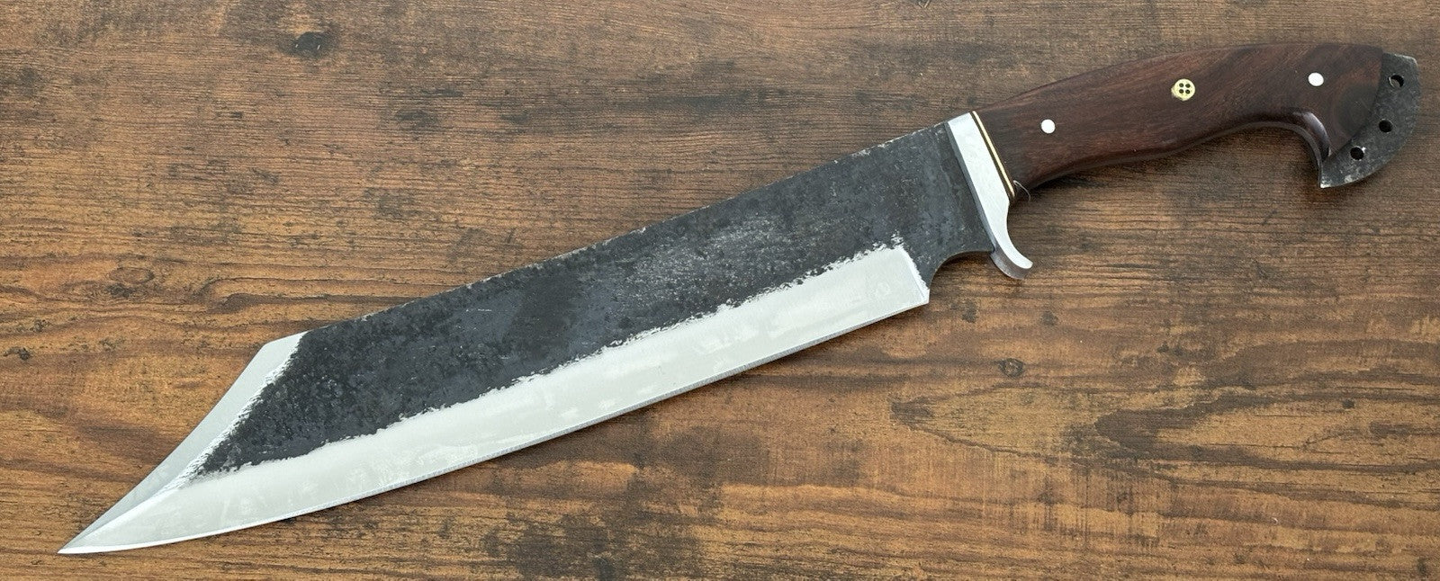 18” Reverse Tanto Bowie Knife Full Tang SHARP Forged Carbon Steel Suede Sheath
