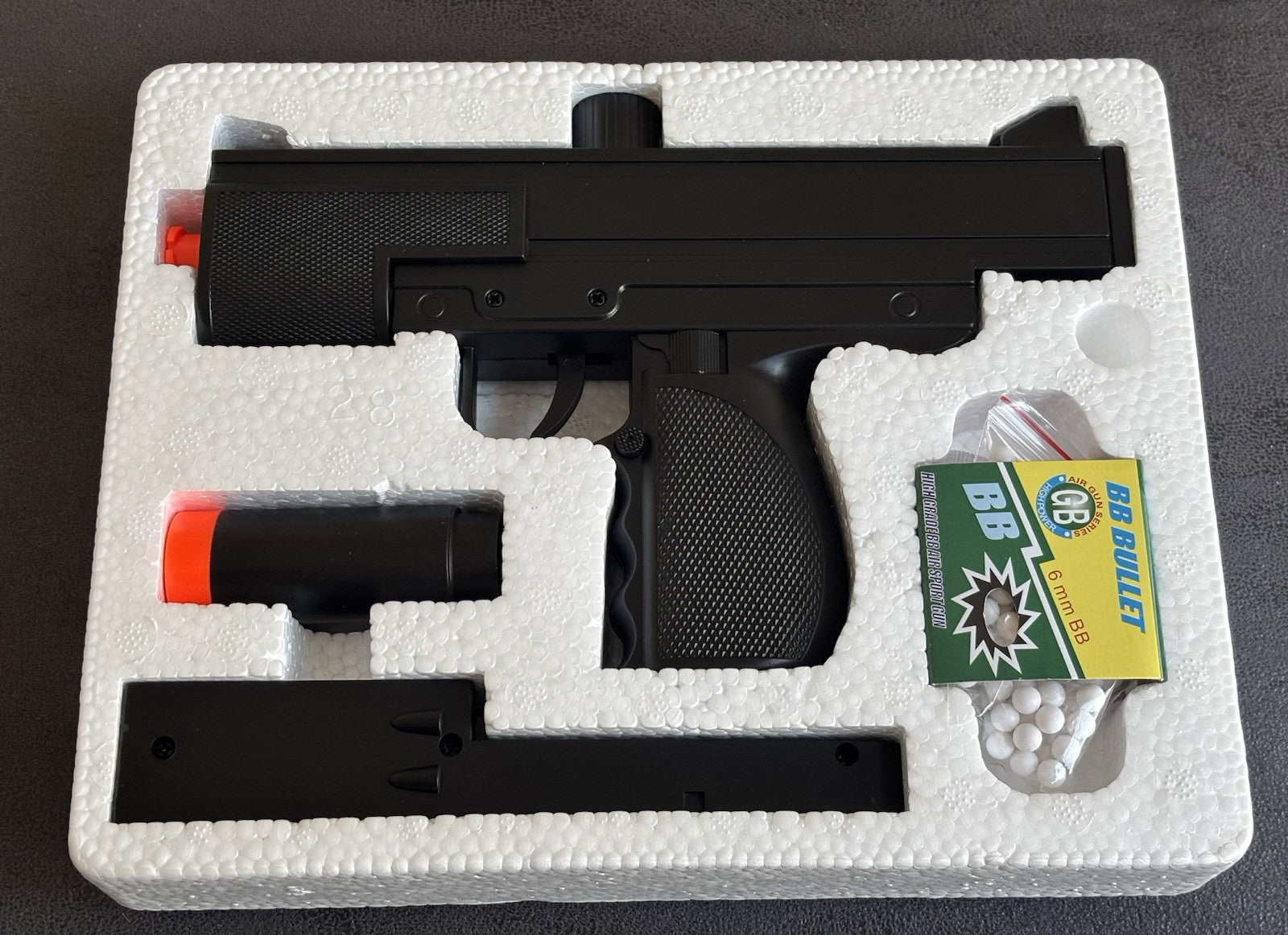 M36 Airsoft Pistol Spring Powered Smg Style Double Eagle 223 FPS Black Extended